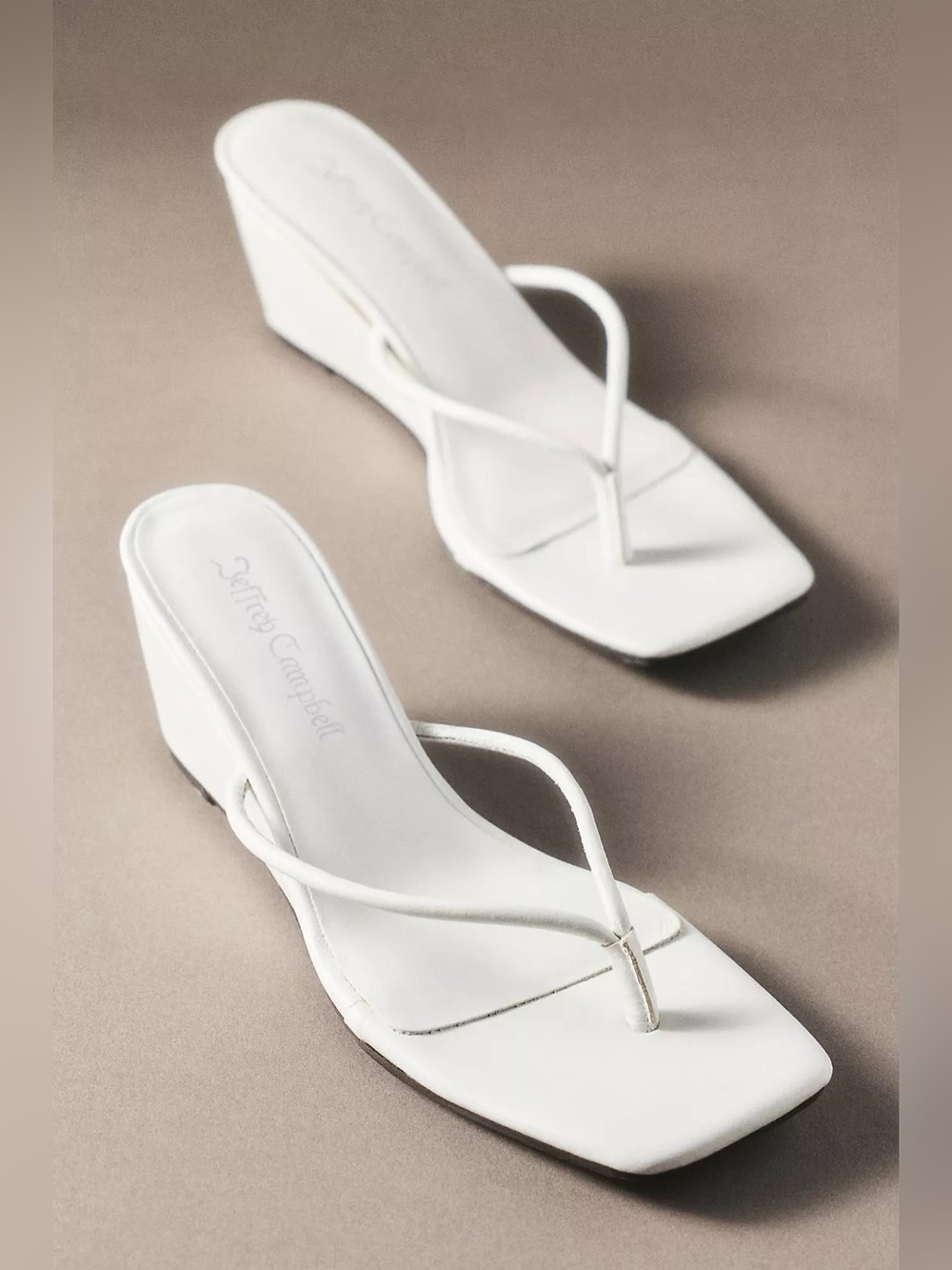 JEFFREY CAMPBELL SIMPLICITY WEDGE THONG SANDALS WHITE 7 38